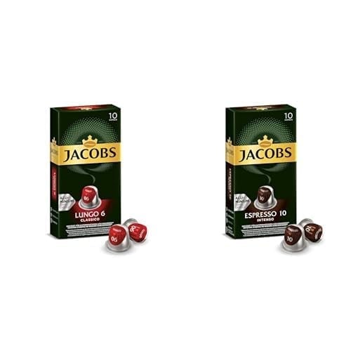 Jacobs Capsule Lungo 6 Classic Kapsül Kahve ve Jacobs Espresso 10 Intenso, Yüksek Yoğunluk, Güçlü ve Yoğun Espresso Kapsülleri, 10 Adet