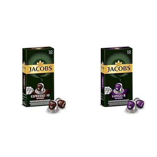 Jacobs Espresso 10 Intenso ve Lungo 8 Intenso - Yüksek Yoğunluk, Güçlü, Keskin ve Yoğun Kapsüller - 10'ar Adet