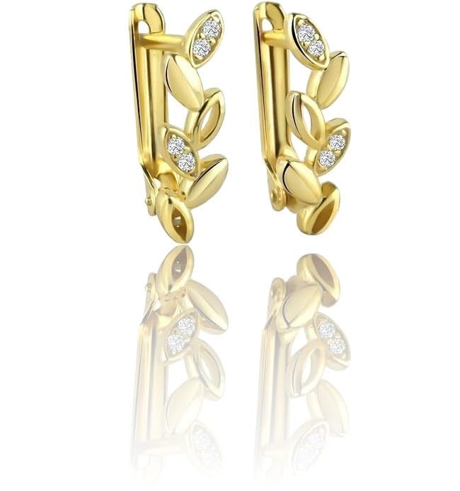 Jelux 925 Ayar Gümüş Zirkon Taşlı Başak Gold Yıldız Küpe