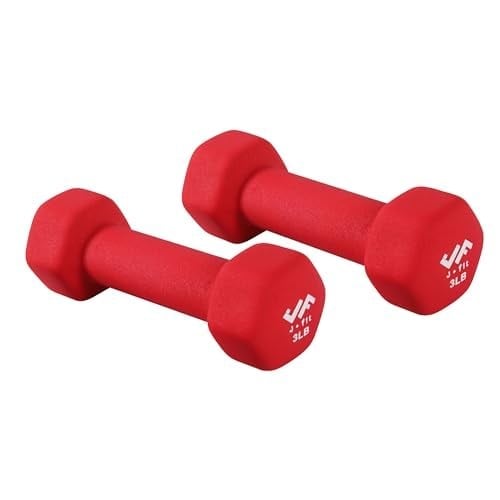 JFIT Dambıl El Ağırlığı Çiftleri ve Setleri - Neopren ve Vinil Dambıl Çiftleri Seçenekleri veya 7 Neopren Dambıl Raf Seti Seçenekleri - Premium Kaymaz, Renk Kodlu Altıgen Şekilli El Ağırlıkları