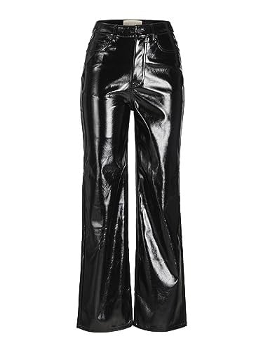 JJXX Jxkenya Hw Straight Faux Leat Pant Noos, Kadın, Siyah, XL