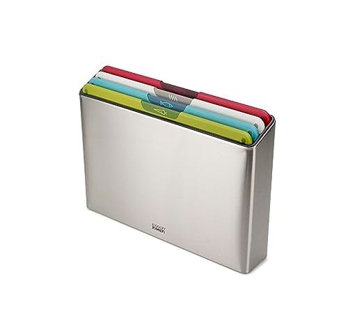 Joseph Joseph Folio Icon kesme tahtası seti, saklama kutulu, kaymaz, renk işaretli, 4 parça, büyük, paslanmaz çelik - Seçenekler: Folyo, Folyo Icon, large, 35.5U x 7.4G cm