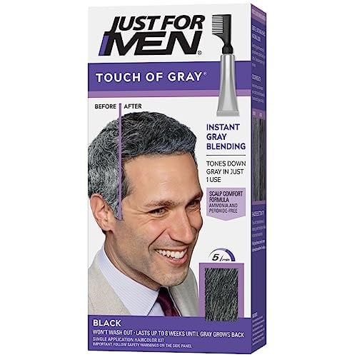 Just For Men Touch of Grey, Gri Saç Boyama Tarak Aplikatörlü Erkekler için, Tuz ve Biber Görünümünde Harika - Siyah, T-55 (Ambalaj değişebilir)