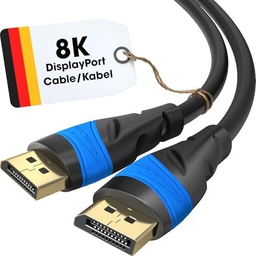 KabelDirekt – 8K DisplayPort Kablo – 2.9m – DP Kablosu, Almanya’da geliştirilmiştir – 0,5-10m arasında mevcuttur (PC/Laptop için Display Port Monitör Kablosu, 8K/4K@60Hz, 144Hz, Dolby Audio, siyah)