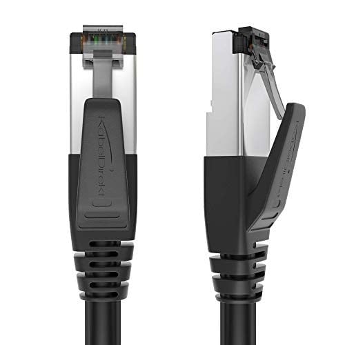 KabelDirekt – Cat 8 ağ kablosu, 40 Gigabit, esnek ve kırılmaz yapı – 10m (LAN kablosu/Ethernet kablosu, maksimum fiber hızı iletir ve oyun/PS5/Xbox için uygundur, RJ45 fiş)