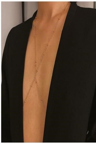 Kadın Mini Top Boncuklu Stylish Vücut Zinciri, Bel Zinciri, Vücut Aksesuarı - Gold - 113