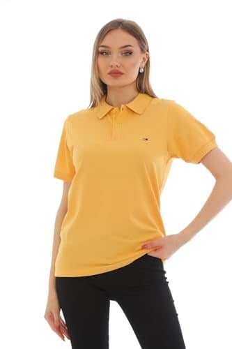 Kadın Pamuklu Likralı Polo Yaka Kısa Kollu Nakışlı Tişört