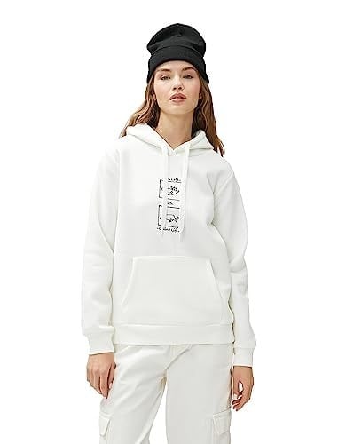 Kapüşonlu Sweatshirt Nakışlı Kanguru Cepli Uzun Kollu
