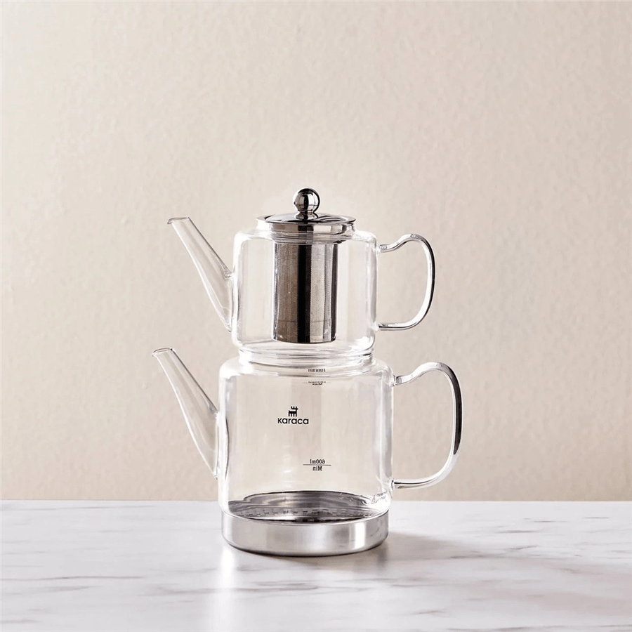 Karaca Dora Midi Borosilikat Cam Mini Çaydanlık Takımı 0,45L & 1,8L