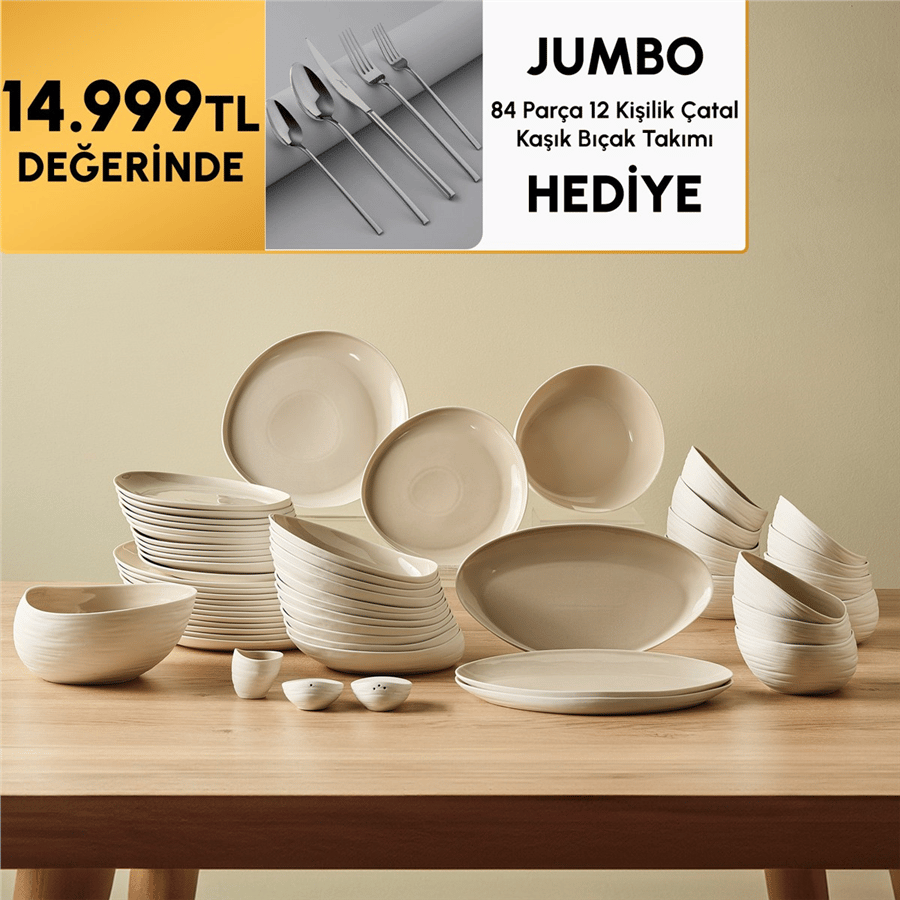 Karaca Earth Collection Rise 55 Parça 12 Kişilik Yemek Takımı Plus Krem