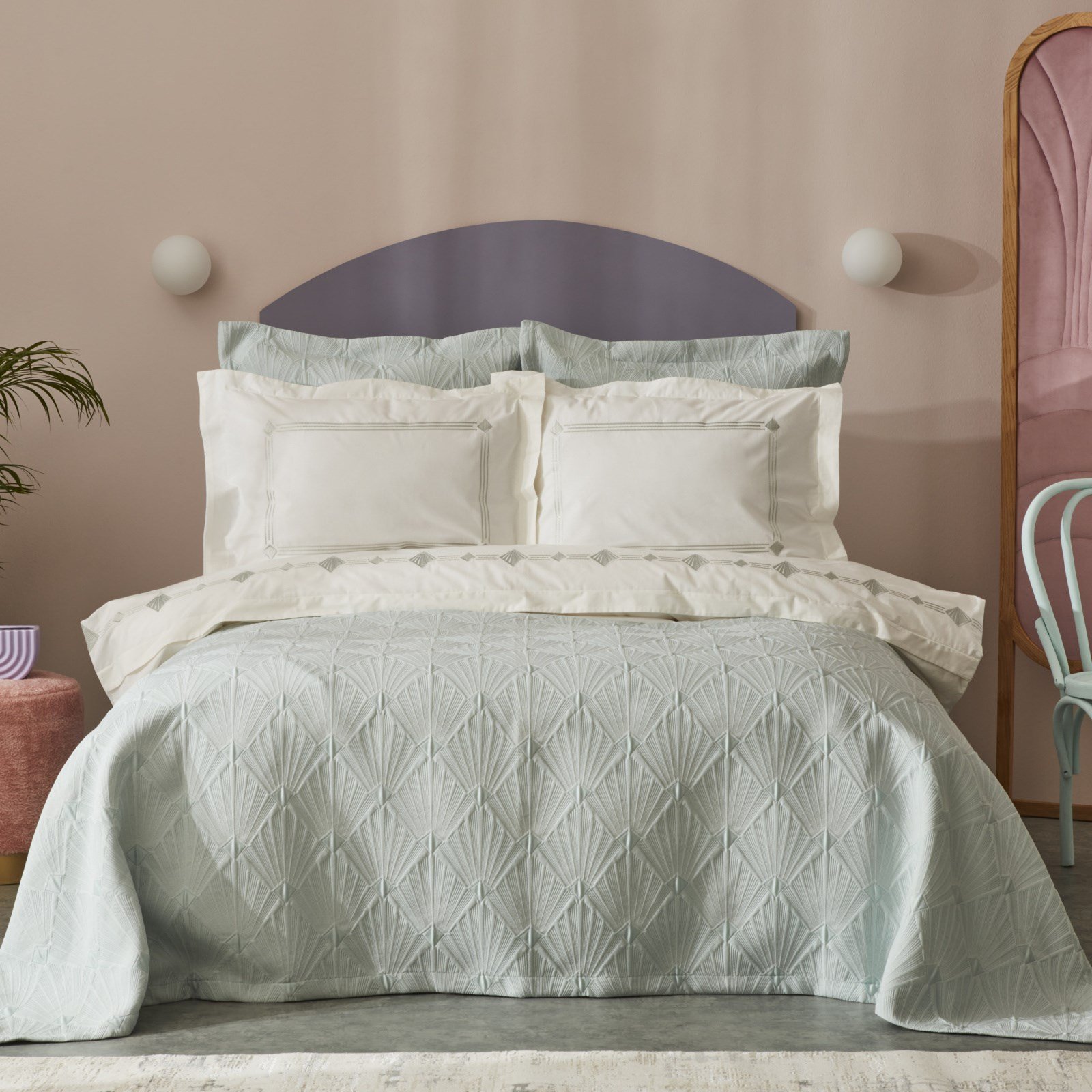 Karaca Home Diamond Çift Kişilik 7 Parça Düet Set Mavi