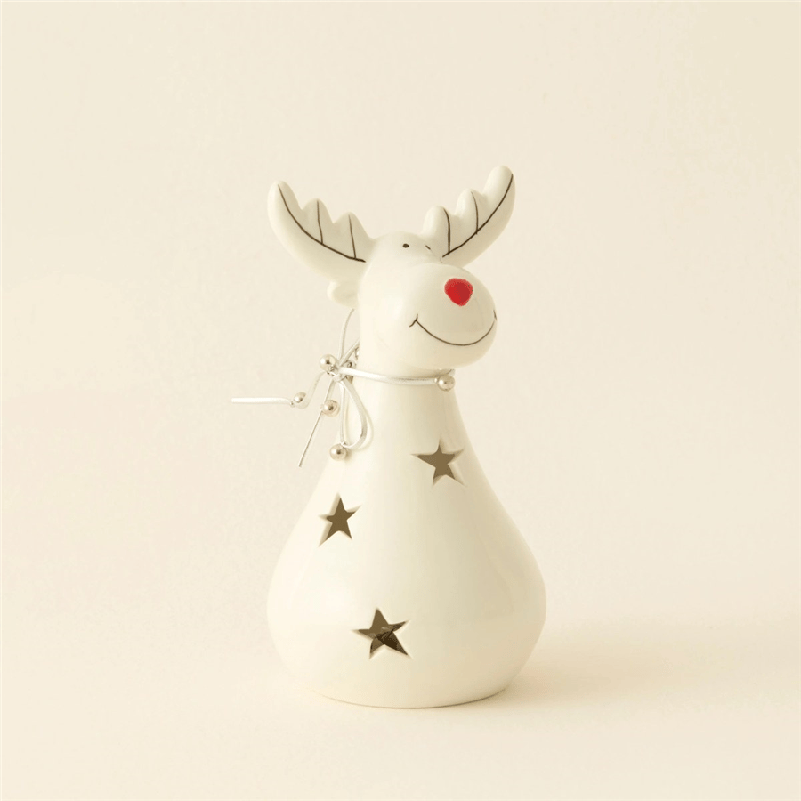 Karaca Home New Year Yılbaşı Yıldız Yansımalı Ledli Geyik Dekoratif Obe 7x7x13 cm
