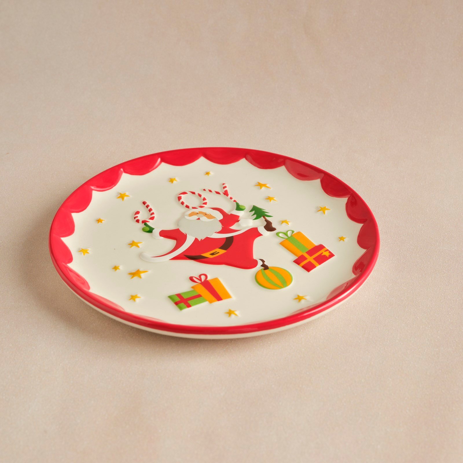 Karaca New Year Yılbaşı Carousel Pasta Tabağı Santa 20 cm