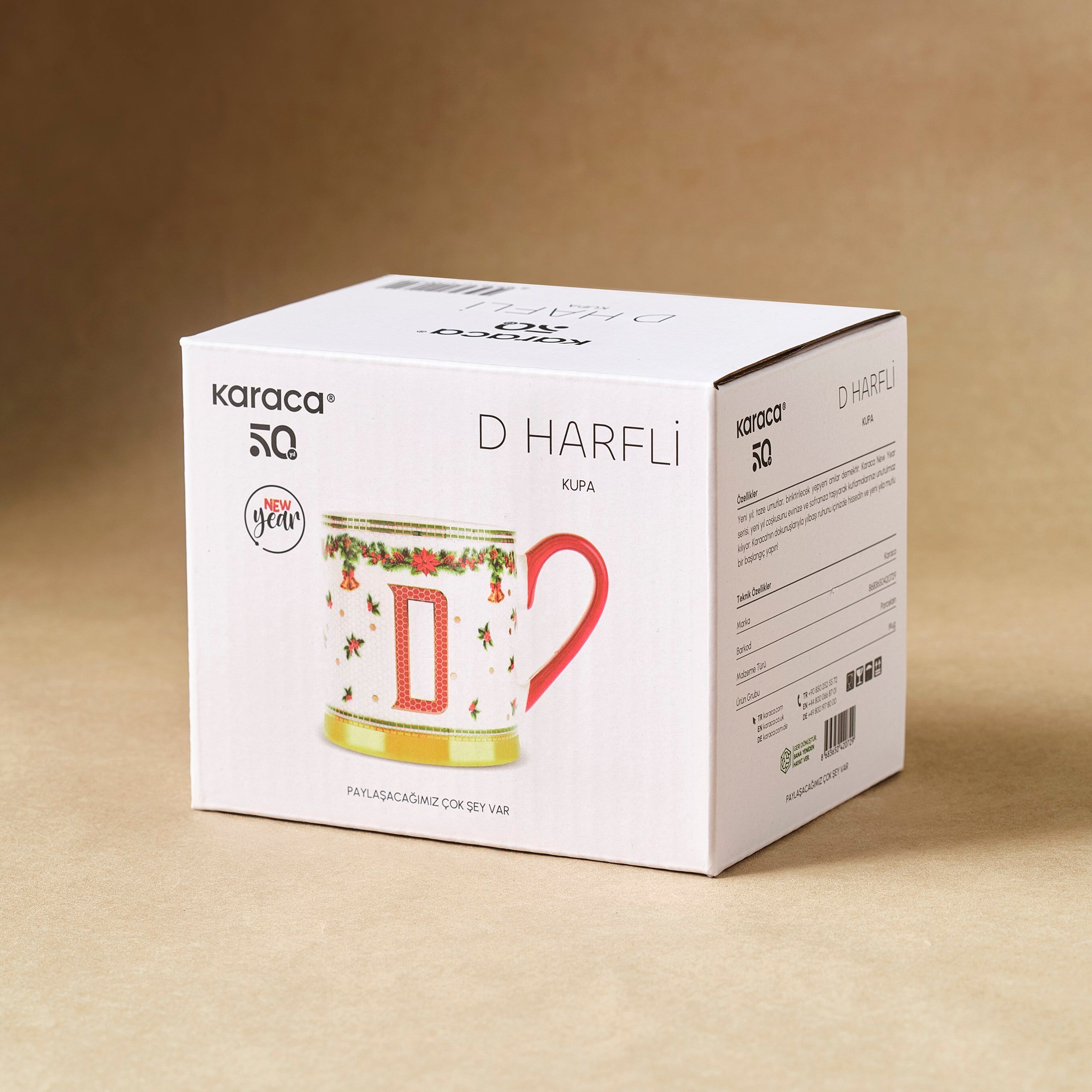 Karaca New Year Yılbaşı Petek D Harfli Kupa 330 ml