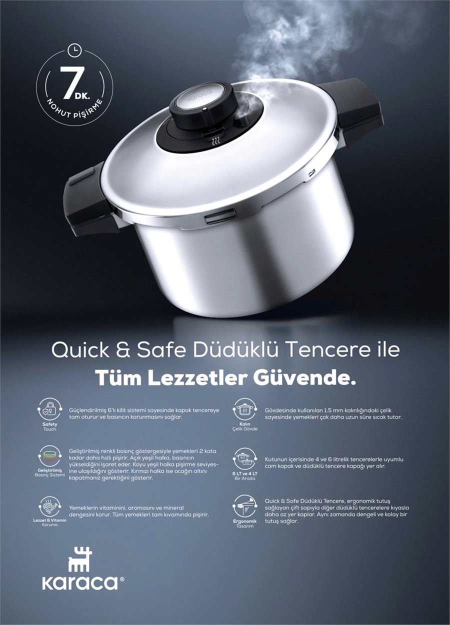 Karaca Quick and Safe İndüksiyon Tabanlı Düdüklü Tencere Seti