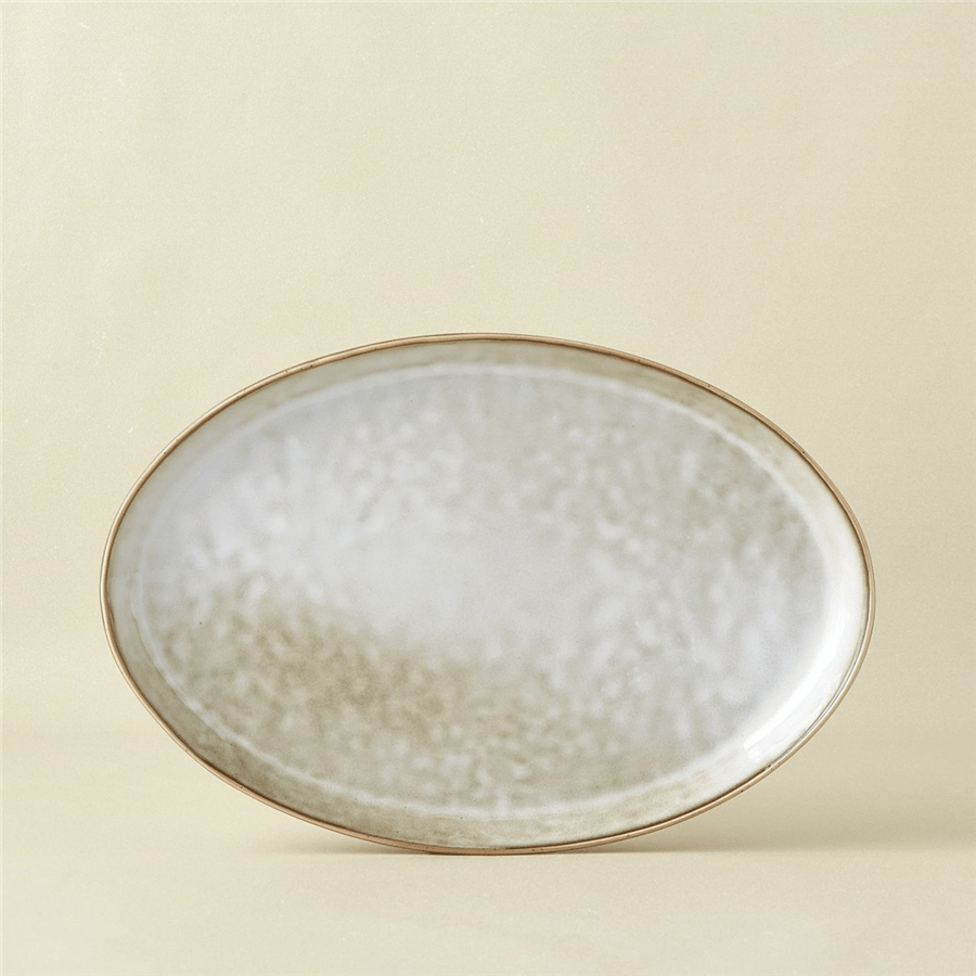 Karaca Rixton Bej Reaktif Kayık Tabak 35,5 cm