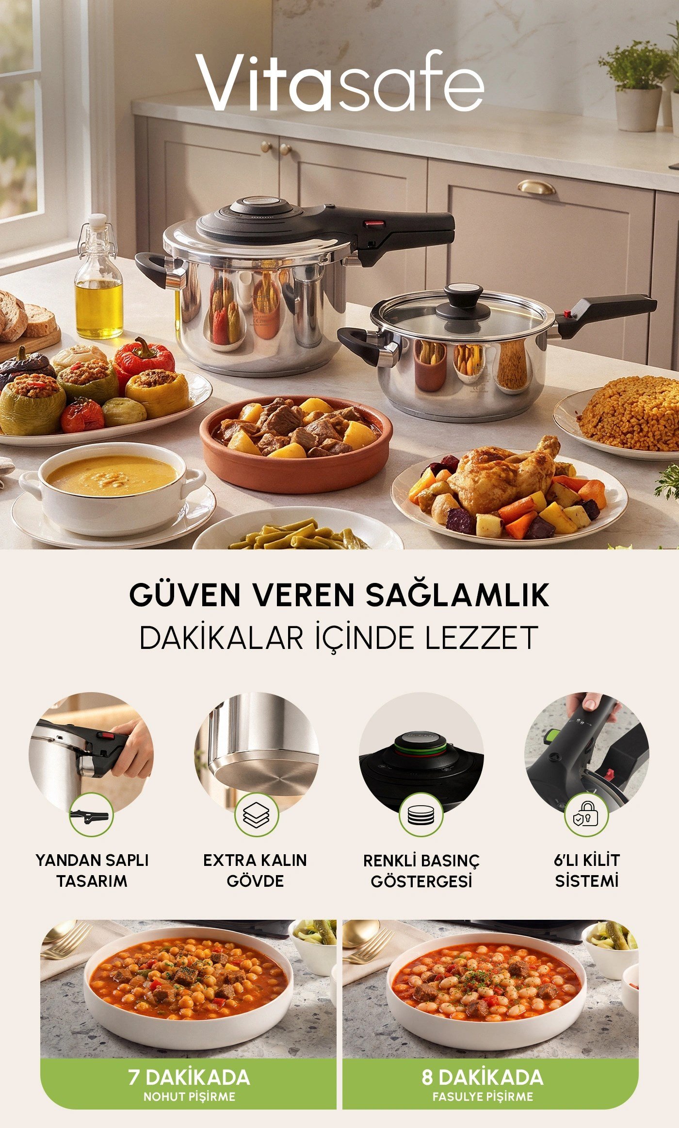 Karaca Vitasafe Düdüklü Tencere Seti 4+6 Litre