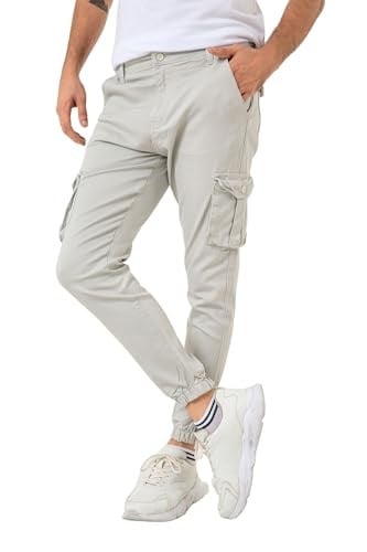 Kargo Cepli, Fermuarlı Paça Lastikli Esnek Kumaş Slim Fit Gabardin Erkek Kargo Pantolon