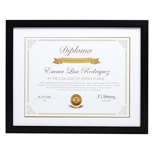 Kate & Milo Diploma Çerçevesi, Klasik Belge ve Sertifika Ekran Çerçevesi, Beyaz Mat Siyah, Mezun Hediye Fikirleri, Duvar veya Masa Üstü Çerçeve