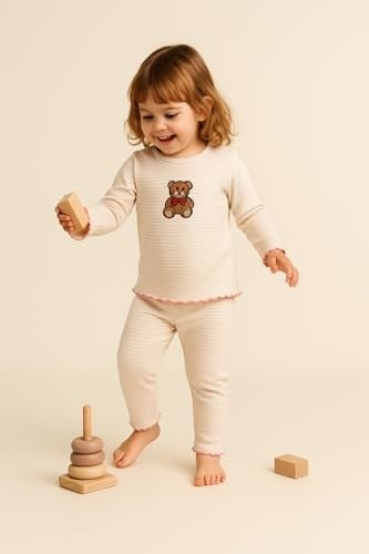 Katia & Bony Kız Çocuk Teddy Desenli Pijama Takımı 8-9 Yaş, 22512K2002 - Seçenekler: 8-9 Yıl, 24-36 Ay