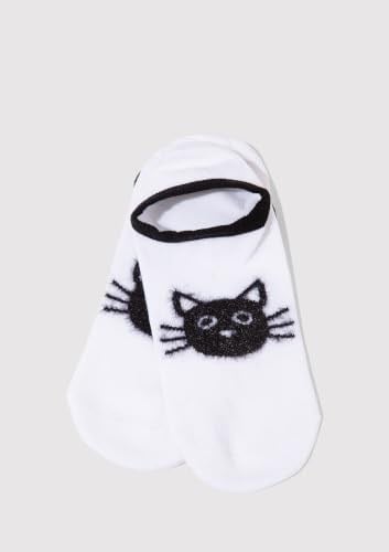 Kedi Baskılı Beyaz Babet Çorap 1911854-70094