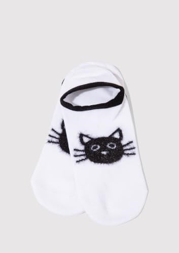 Kedi Baskılı Beyaz Babet Çorap 1911854-70094