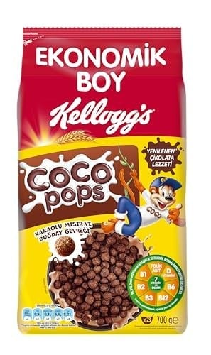 Kellogg's Coco Pops Çikolatalı Buğday ve Mısır Gevreği 700 gr, Lif, Demir ve 6 Vitamin Kaynağı, %100 Pancar Şekeri, D vitamini, Kalsiyum, Folik Asit ve Demir İçerir