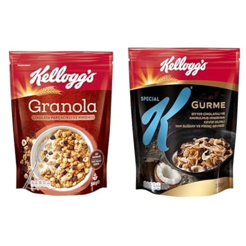 Kellogg's kahvaltılık gevrek seti (Granola çikolatalı & fındıklı ve Special K hindistan cevizli & çikolatalı, 340 g ve 300 g)