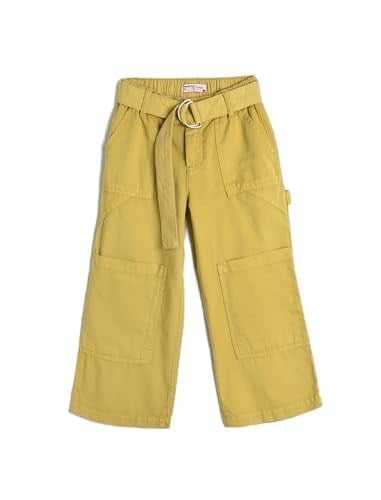Kemerli Kot Pantolon Bol Paça Kargo Cepli Pamuklu