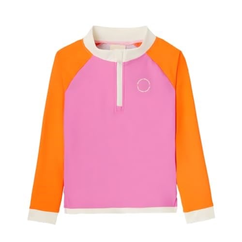 Kietla Pink Red UPF 50+ UV ve UVB Korumalı Turuncu Pembe Renk Çocuk için Deniz ve Havuz Uzun Kollu Tişört Mayo - Seçenekler: 2-4 Yıl, 4-6 Yıl, 6-8 Yıl