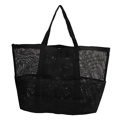 KIMISS Çok Fonksiyonlu Naylon Omuz Plaj Çantası Plaj, Seyahat, Kamp Için Katlanabilir El Çantası Paketleme Esasları Için Büyük Kapasiteli Su Geçirmez Örgü Tote (BLACK)