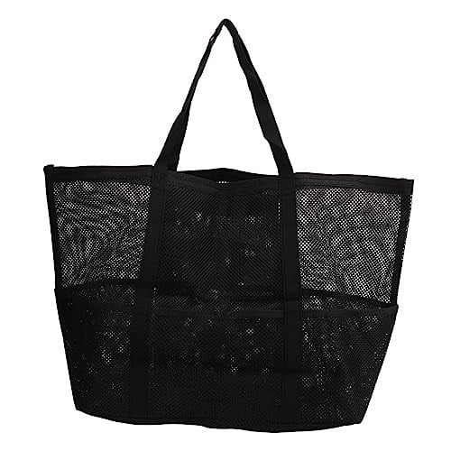 KIMISS Çok Fonksiyonlu Naylon Omuz Plaj Çantası Plaj, Seyahat, Kamp Için Katlanabilir El Çantası Paketleme Esasları Için Büyük Kapasiteli Su Geçirmez Örgü Tote (BLACK)