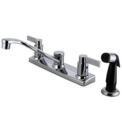 Kingston Brass FB2122NDL NuvoFusion Mutfak Bataryası, 2 Kollu, 20 cm Centerset, Yan Püskürtücülü, Parlak Krom
