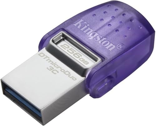 Kingston DataTraveler microDuo 3C USB Bellek 256GB USB Gen 3 Type-C ve Type-A - DTDUO3CG3/256GB, Mor + Gümüş - Seçenekler: 64GB, 256GB, 128GB