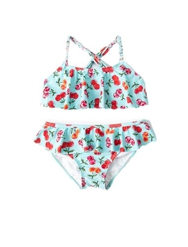 Kirazlı Bikini Seti 2 Parça Fırfırlı Çapraz Askılı