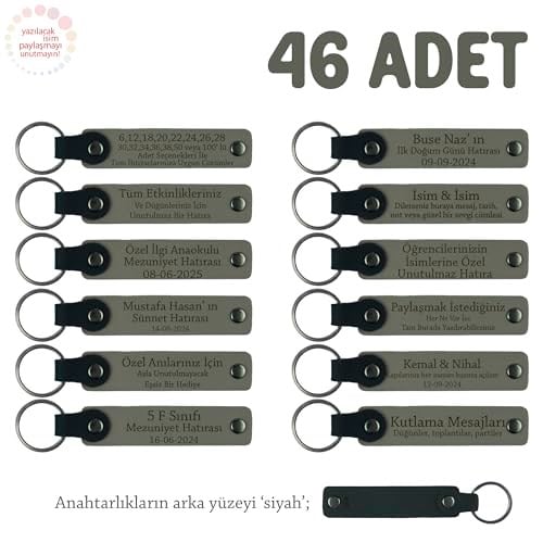 Kırk Uçurma Kutlaması Hatıra Deri Anahtarlık, Standart, MH-KAN8530X46, Kül Gri & Siyah, üniseks-bebek