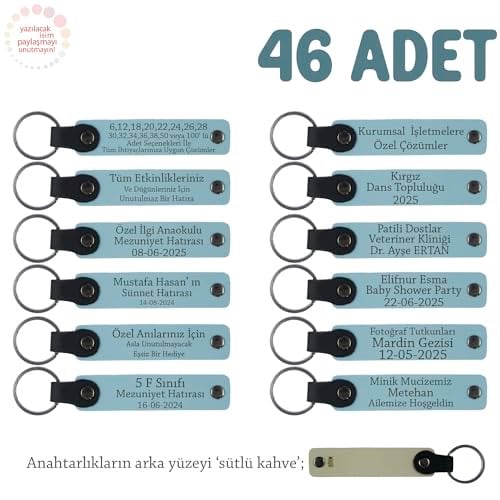 Kırk Uçurma Kutlaması Hatıra Deri Anahtarlık, Standart, MH-KAN8521X46, Gök Mavi & Sütlü Kahve, üniseks-bebek
