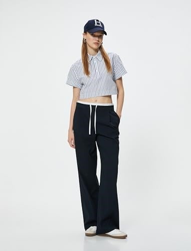 Kısa Kollu Gömlek Crop Düğmeli Klasik Yaka Slim Fit
