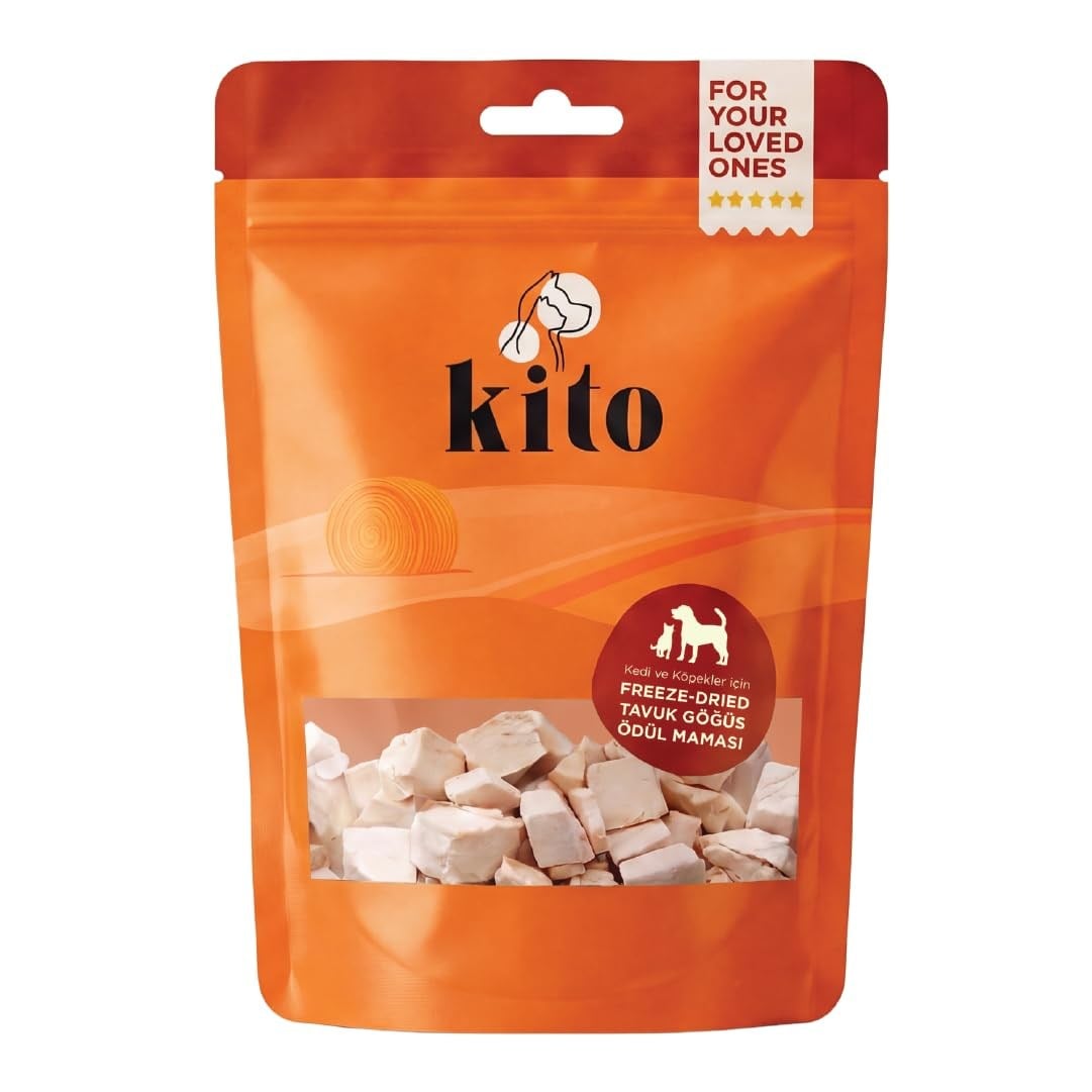Kito Freeze Dried Tavuk Göğüs Kedi ve Köpek Ödül Maması%100 Doğal, Glutensiz 30 gr(Cat&Dog Treat)