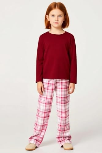 Kız Çocuk Bisiklet Yaka Standart Kol Uzun Kol Regular Kalıp Pijama Takımı Dayanıklı%100 Pamuk - Seçenekler: 3-4 Yıl, 4-5 Yıl, 5-6 Yıl, 6-7 Yıl, 7-8 Yıl, 8-9 Yıl...