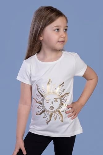 Kız Çocuk Güneş Varaklı Tişört Ekru 5 YAŞ