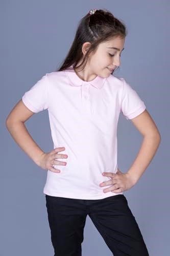 Kız Çocuk Polo Yaka Tişört Pudra 6-7 YAŞ