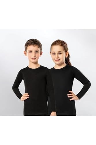 Kız-Erkek Çocuk Termal Üst Uzun Kollu, Siyah Termal Üst Uzun Kollu - Seçenekler: 13-14 Yıl, 11-12 Yıl, 9-10 Yıl, 5-6 Yıl, 7-8 Yıl, 3-4 Yıl