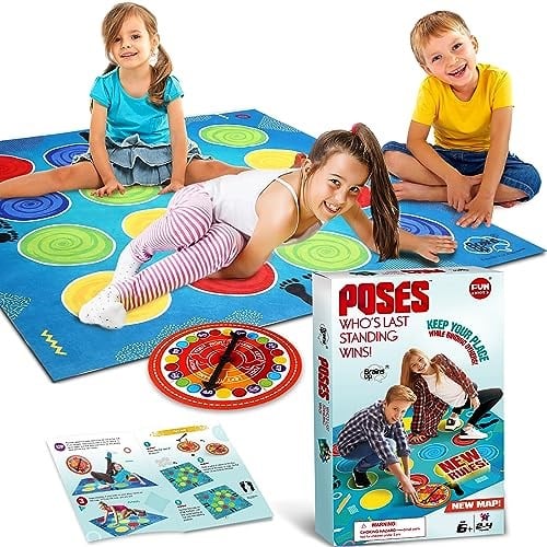 Klasik Bükme Pozları Zemin Oyunu, FunKidz Dev Mat Parti Oyunları Çocuklar Yetişkinler için Sırasız Renk Noktaları Büyük Boy Aile İç ve Dış Mekan Aktivitesi Erkek Kız Çocuklar için Hediye