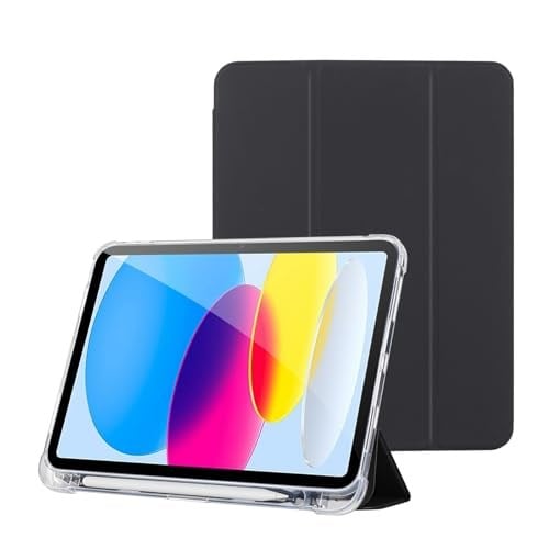 Klasse Apple iPad Air 5 / Air 4 10.9 inç Uyumlu Smart Kılıf, Apple Pencil Kalemlikli, Trifold, Esnek, Mat, Darbeye Tam Dayanıklı Tablet Kılıfı (Siyah)