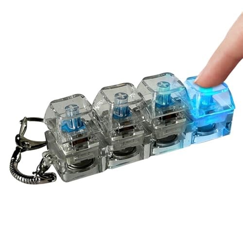 Klavye Fidget Oyuncağı - Stres Giderici 4 Tuşlu Klavye Fidget Anahtarlık | Taşınabilir Şeffaf Renkli Işıklı Tıklayıcı | Çocuklar Ve Yetişkinler Için Mekanik Stres Giderici Oyuncak