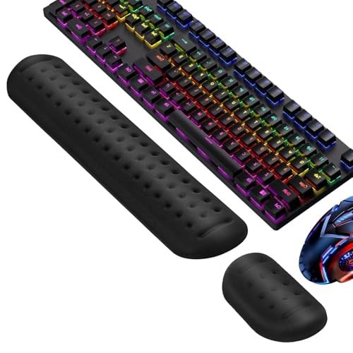 Klavye ve Fare için Yükseltilmiş İpeksi Bilek Desteği, Klavye için Ergonomik Bilek Desteği, Bellek Köpüğü Klavye Bilek Desteği Bilek Ağrısını ve Karpal Tüneli Rahatlatır (Siyah)