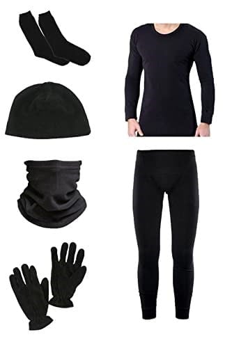 KORDAK Erkek Siyah Termal Içlik Takımı Havlu Çorap Polar Bere Boyunluk Eldiven 5 Li Set Siyah L-XL