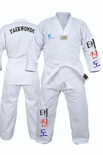 Korece Baskılı Beyaz Yaka Acemi Taekwondo Elbisesi Dobok Tekvando Elbisesi