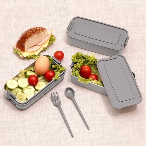 KORUCA 3 Katlı Beslenme Kutusu Yemek Taşıma Kabı Kaşık - Çatallı Sefer Tası Beslenme Seti G-770 (GRİ)